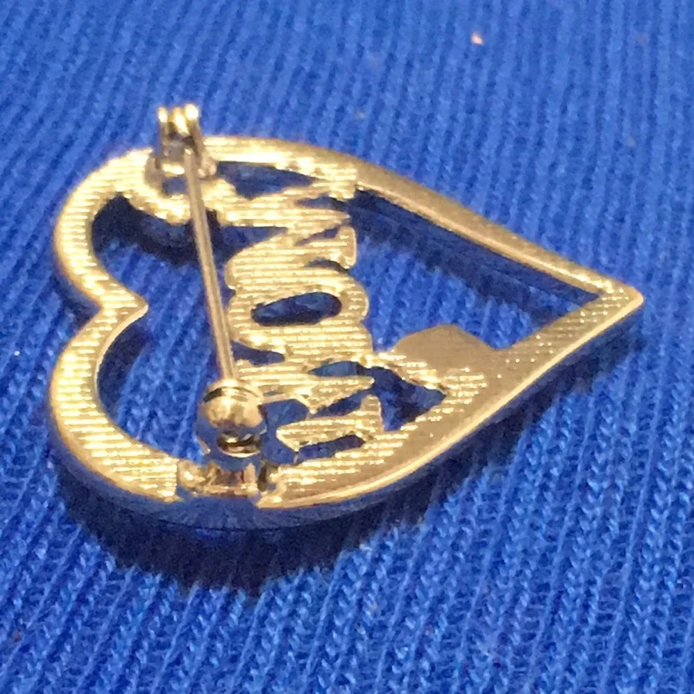 MOM” Silver-tone Brooch